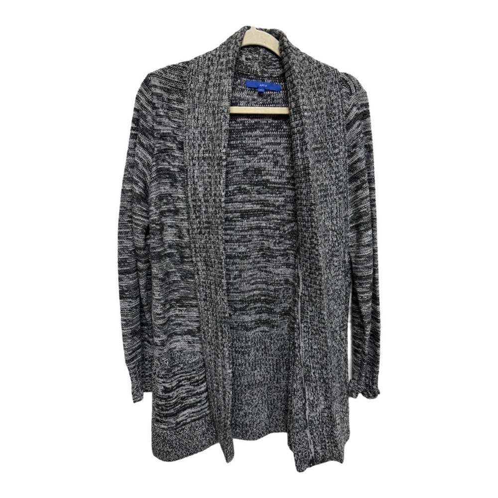 Apt 9 Gray Long Knit Sweater Cardigan Jacket Size Large Layering Fall Winter
